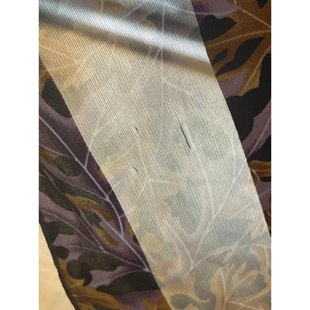 Classic Vintage 1980s Leaf Scarf: Copper, Purple & Black Silky Wrap